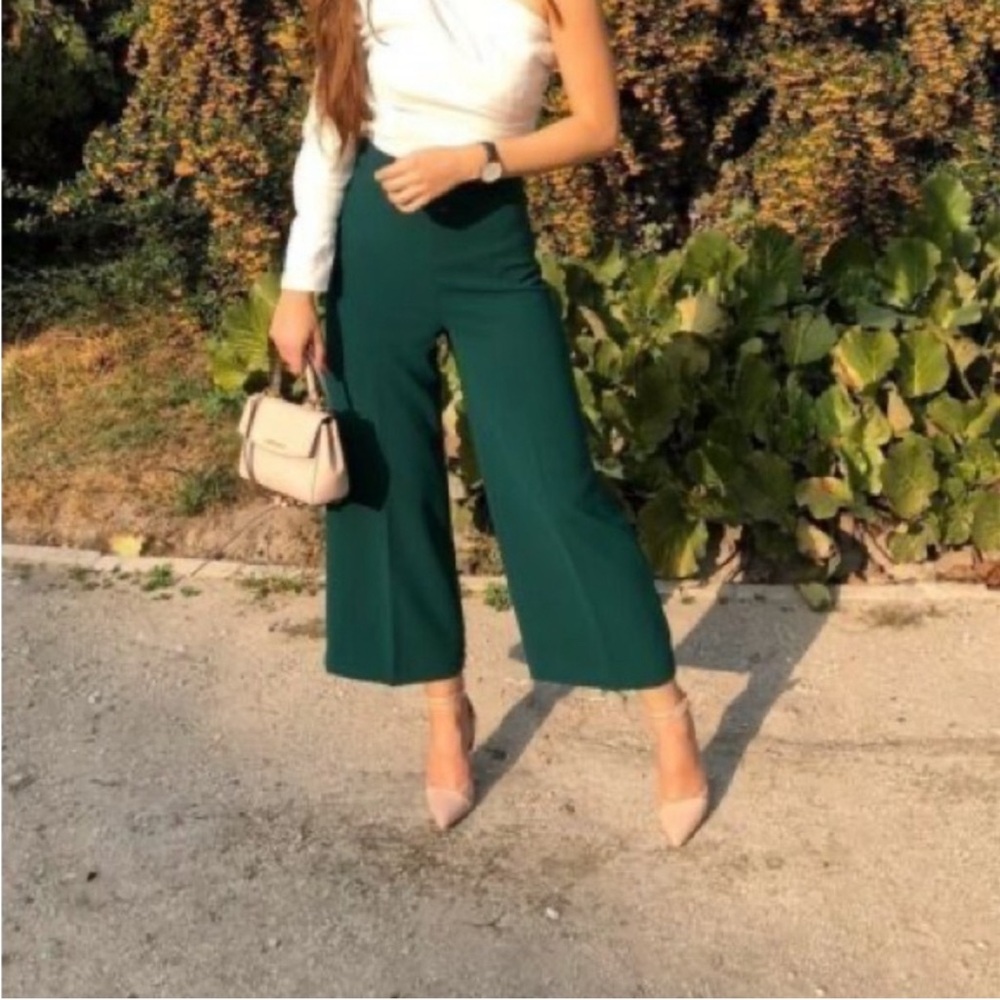 Green Zara culottes